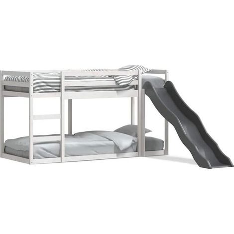 Lit superposé avec toboggan et échelle, matelas non inclus, dimensions 90x200 cm. (1/5)