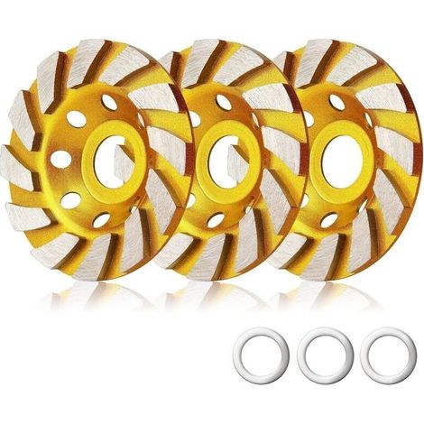 Lot de 3 meules diamantées pour meuleuse d\\'angle, 4 pouces, 12 segments, pour béton (1/5)