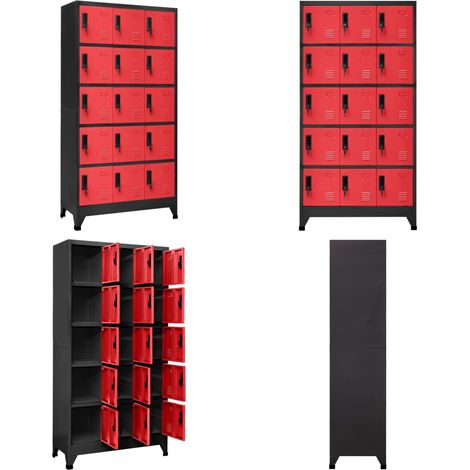 Schließfachschrank Anthrazit und Rot 90x40x180 cm Stahl - Schliessfachschrank - Metallschrank - Garderobe - Bürobedarf - Lagerraum - Home & Living (1/5)