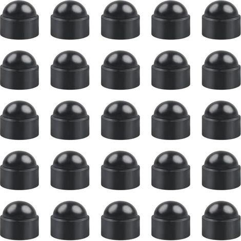 Lot de 25 capuchons à vis M8 en plastique noir - Capuchons hexagonaux standard durables (1/4)