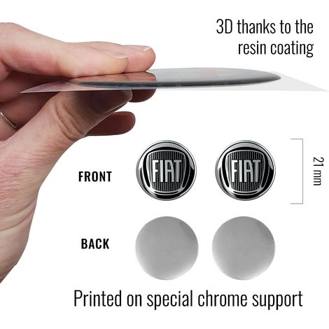 Fiat Adesivi 3D Logo - Dimensione: 21 MM - Colore: NERO