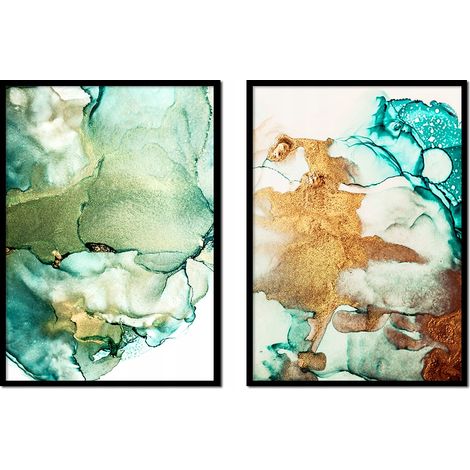 POSTER IMMAGINI IN CORNICE 53x73cm Dittico Set di 2 dipinti Colore Marmo P1916 (1/3)