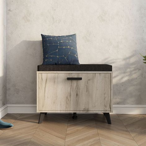 Mobile da Ingresso Lainate, un Ripiano, Un'anta, 2 Vani, 68x35x52.5h cm Marrone Rovere (1/5)