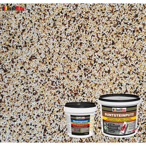 IsolBau Set Intonaco per Mosaico Mosaikputz BP50 5kg + Primer al Quarzo Quarzgrund 1,5kg (1/2)