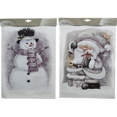 Kaemingk Fensterbilder Schneemann Weihnachtsmann 10 x 29,5 x 40 cm Bild
