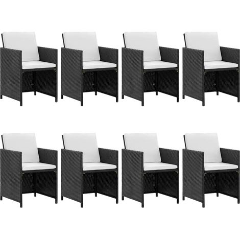 Salon de jardin 9 pcs - Moderne - Meuble de jardin avec coussins Résine tressée Noir Balcon 3954 (1/5)