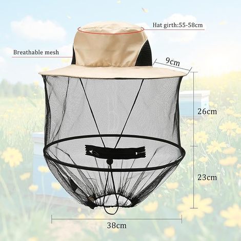 Mosquito Net Hats, Hat with Veil, Hat for Beekeeping for Outdoor Gardening Jungle Fishing Foldable (1/4)