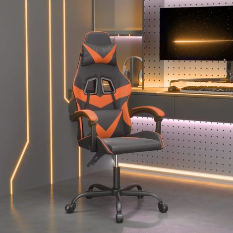 Gaming-Stuhl Drehbar Schwarz und Orange Kunstleder
