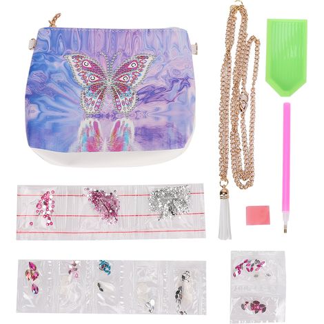 Pochette chaîne DIY Diamond Painting en cuir PU, sac à maquillage artisanal fait main, cadeau femme (1/5)