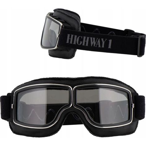 Retro-Vintage-Motorradbrille in dunklem, stylischem Design, perfekt für einen klassischen Helm