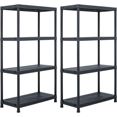 Estantería de plástico 2 unidades 60x30x138 cm negro