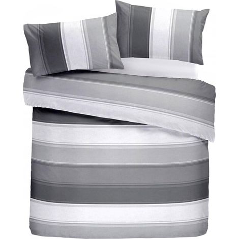 Housse de Couette à Larges Rayures Blanc (1/5)