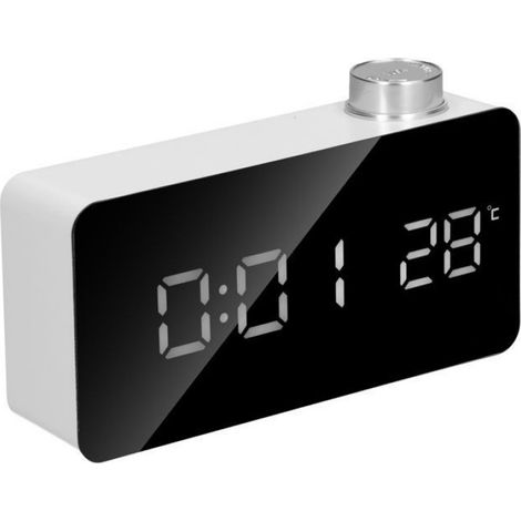 Réveil Numérique - Miroir LED - Affichage Température et Heure - Mode Nuit Automatique - 15,5 x 8,5 x 4 cm - 1 Pièce (1/5)