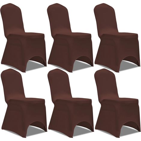 Housse de chaise extensible 6 pièces marron