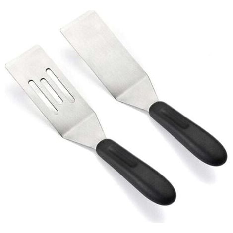 BEBUSINGOTO Set mit 2 kleinen Pfannenwendern, Mini-Pfannenwendern zum Wenden, Kochen und Backen, Metallspatel zum Servieren und Wenden, kleiner Edelstahlspatel für Steaks, Pfannkuchen, Brownies (1/4)