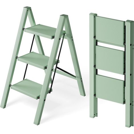 Échelle Pliable 3 Marches, Tabouret Escalier Aluminium Capacité 150 Kg, Échelle Pieds Antidérapants (1/5)