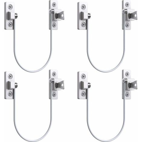 4pcs Entrebâilleur Fenêtre Porte Restricteur de Porte de Fenêtre Verrou Fenetre UPVC Verrouillage de Limite Verrou de Sécurité Câble Serrure de Limite Avec Clé et Vis-- (1/5)