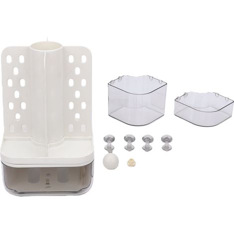 Organiseur de bureau multifonctionnel rotatif à panneaux perforés avec tiroir pour fournitures de bureau et maquillage, blanc (1/5)