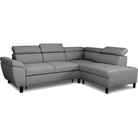 Canapé d'angle convertible 4 places réversible – Tissu anthracite – 3 têtières ajustables – Dimensions L243 x P184 x H92 cm (1/5)