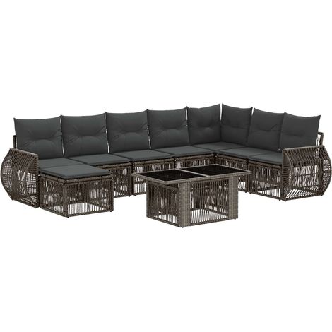 Conjunto de sofás de jardín 9 uds. Gris y Gris Oscuro vidaXL (1/5)