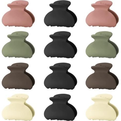 12 Petites Pinces à Cheveux à Double Dents, Mini Pince Crabe de Couleur Différente, Accessoires de Coiffure pour Fille Femme (1/4)