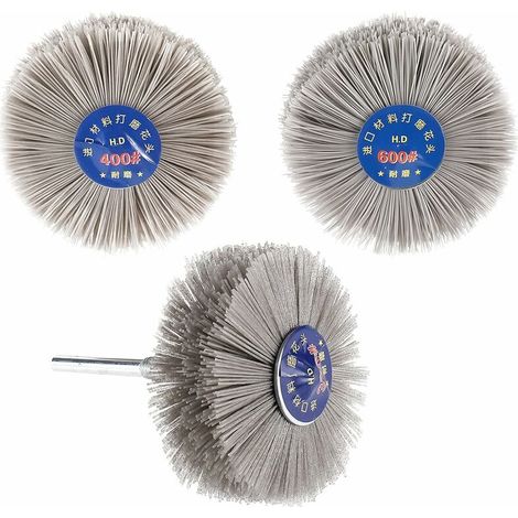 Brosse de roue abrasive en nylon de 7,9 cm, tête de meulage abrasive 320 400 600 avec tige 1/4 pour travail du bois (1/5)