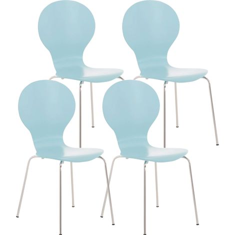 Set 4 Sedie Impilabili Diego in Legno Robusto azzurro (1/5)