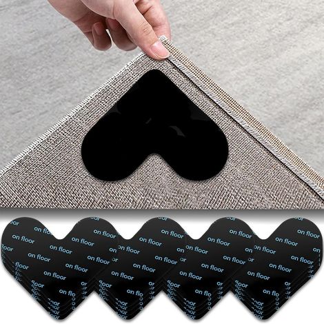 Paquete de 16 cintas adhesivas reutilizables, lavables y de doble cara para asegurar esquinas de alfombras y suelos duros.