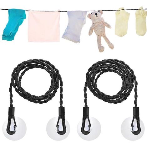 Tendedero retráctil de 2 piezas, tendedero portátil con gancho y ventosa, accesorios de camping para uso en exteriores e interiores (1/5)