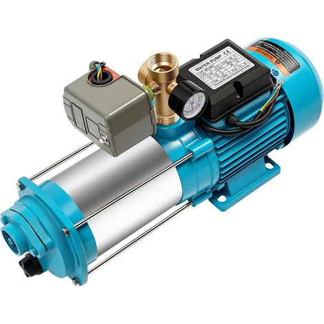 HAUTOUR Pompe de jardin professionnelle - Pompe arrosage - 1300 W - 4000 l/h - 9,8 bar - Avec interrupteur - Pompe centrifuge avec manomètre Pour irrigation agricole, alimentation de bassins (1/5)