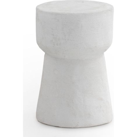 Beistelltisch aus weißem, zementfarbenem Polyresin (1/2)
