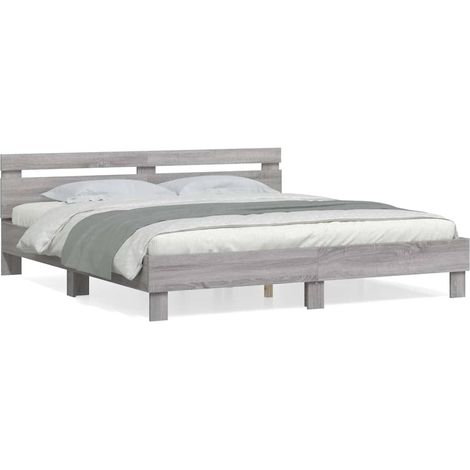 Maison Exclusive - Cama con cabecero madera de ingeniería gris So (1/5)