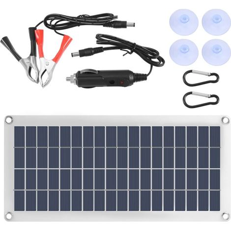 Panneau Solaire 15W 12 18V Chargeur Portable pour Téléphone Voiture Camping Car Batterie Exterieur (1/4)