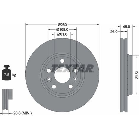 Lot de 2 Disques de frein Textar 92257903 MERCEDES-BENZ 402068234R 4154210412