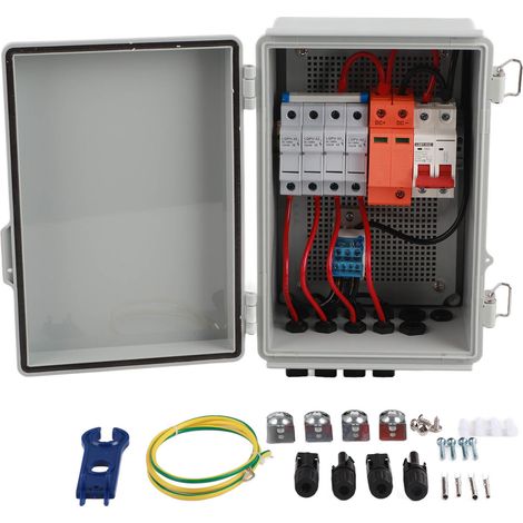 Boîte de combinaison PV DC 500V, entrée à 4 cordes, étanche avec fusible 15A, disjoncteur 63A (1/5)