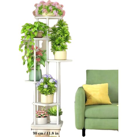 Soporte para plantas de 5 niveles, diseño que ahorra espacio, B-6-Tier-White (1/2)