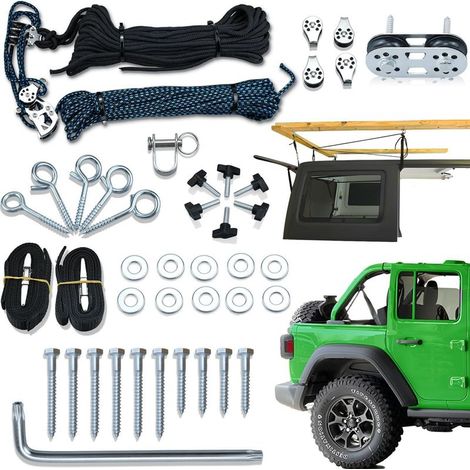 The removable hardtop lifting system is suitable for Jeep JL JK Ford and supports ceilings from 8 to 16 feet. (1/4)