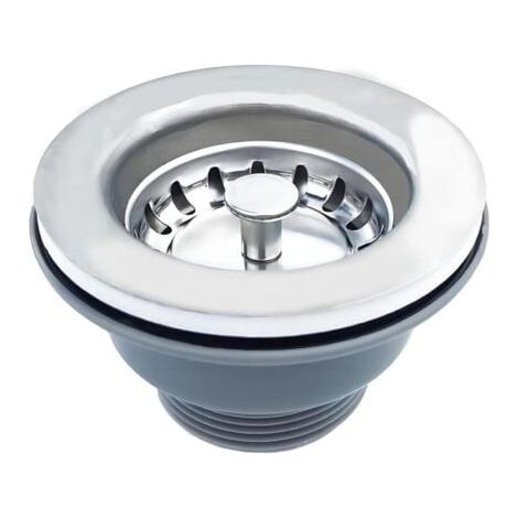 Sink drain without overflow stainless steel basket ø 84 mm 1½", Stainless steel + ABS, Drain + Basket
