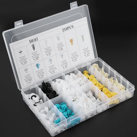 Kit de 210 pcs clips de garniture pour panneau de porte voiture, fixations pare-chocs et rivets poussoirs (1/5)