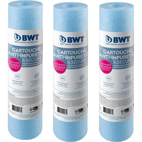 BWT – Lot de 3 cartouches filtrantes 25 microns – Polypropylène – Compatible filtres 10 pouces – Anti-impuretés pour eau potable