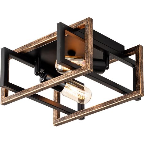 2-Light Plafonnier à douille réglable, 29CM Plafonnier encastré, finition bronze pour le couloir, la chambre à coucher, la salle à manger. (sans ampoule) (1/5)
