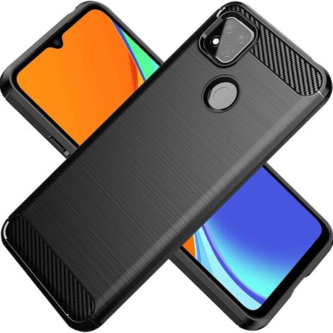 Carbon-Hülle für Redmi 9C, schwarze Rückseite, Halterung aus Carbon und Glas (1/5)