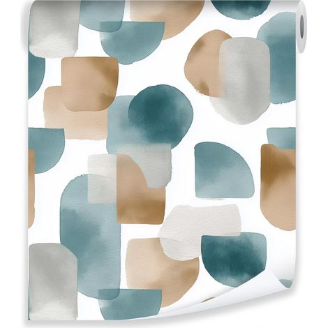 Papier peint abstrait aquarelle beige sur molleton mur salon chambre coucher