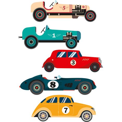 Stickers muraux pour enfants voitures anciennes (1/2)