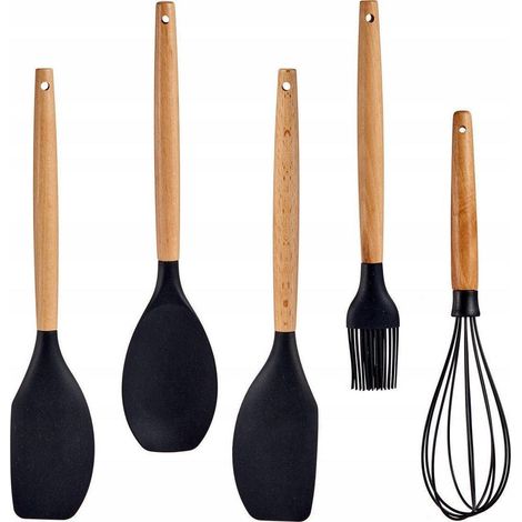 Kinvara Modernes Küchenutensilien-Set Braun Schwarz 33 cm