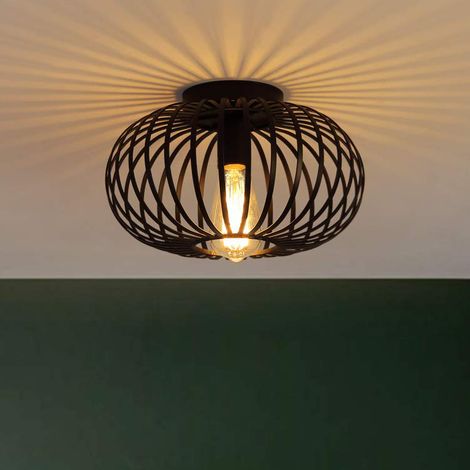 Plafonnier industriel lustre semi-encastré avec cage de plafond moderne pour couloir salon cuisine entrée ferme métallique (1/5)