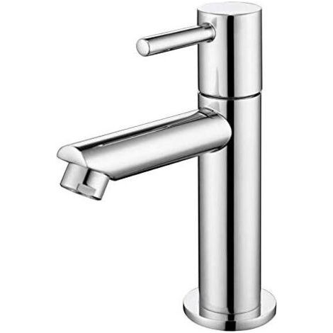 Pair Robinet Salle Bain Eau Froide Uniquement Robinet Lavabo Surface Chromé en Cuivre Durable Robinetterie Lave Mains (1/5)