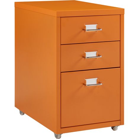 Mobiletto per ufficio mobile contenitore su ruote acciaio 48 x 28 x 41 cm arancione 030009121