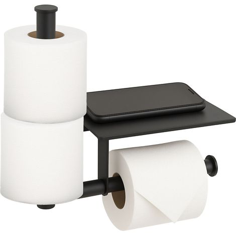 Wandmontierter Toilettenpapierhalter aus Metall mit Ablage