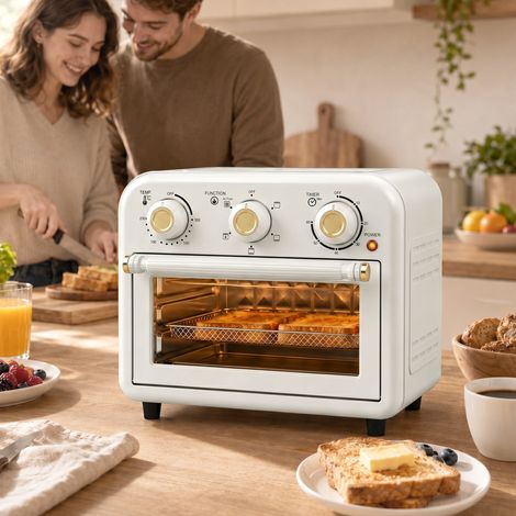Four Friteuse à Air Chaud 12L 1200W, Plaque Cuisson Acier, Saine, Crème, Multifonction (1/5)